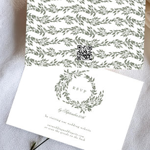 Cartão RSVP Wreath White Sage Green Elegant Casamento Elegante