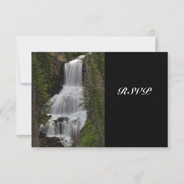 Cartão RSVP Yellowstone National Park Waterfall WedRSVP (Frente)