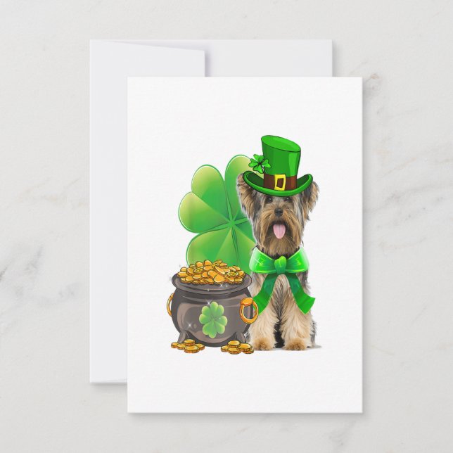Cartão RSVP Yorkshire Terrier Shamrock Dia de São Patrício og (Frente)