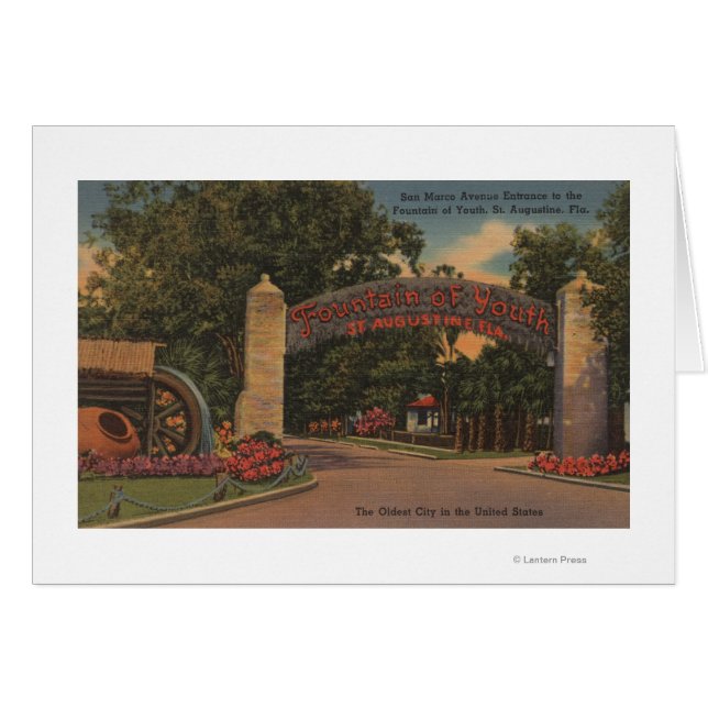 Cartão Rua. Augustine, FL - Fonte de entrada para jovens (Frente Horizontal)