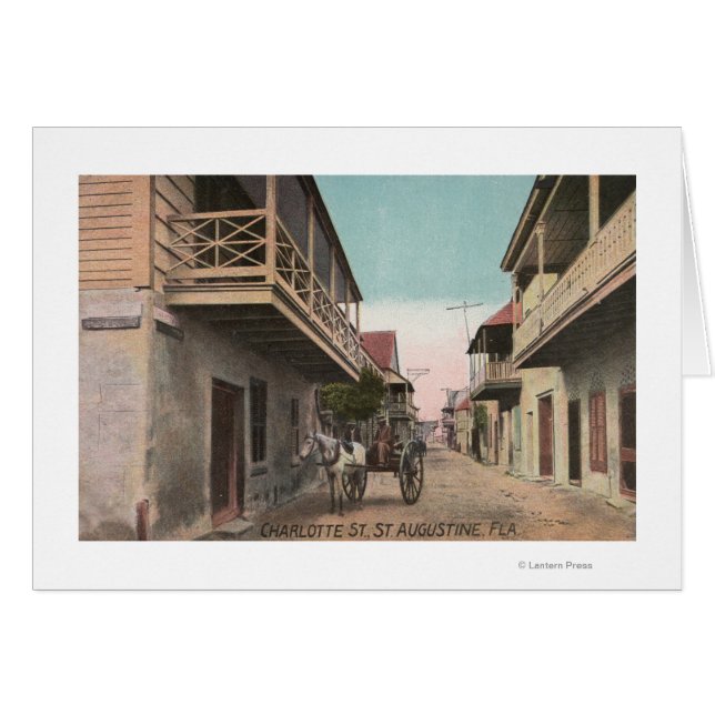 Cartão Rua. Augustine, Flórida - Vista de Charlotte Rua (Frente Horizontal)