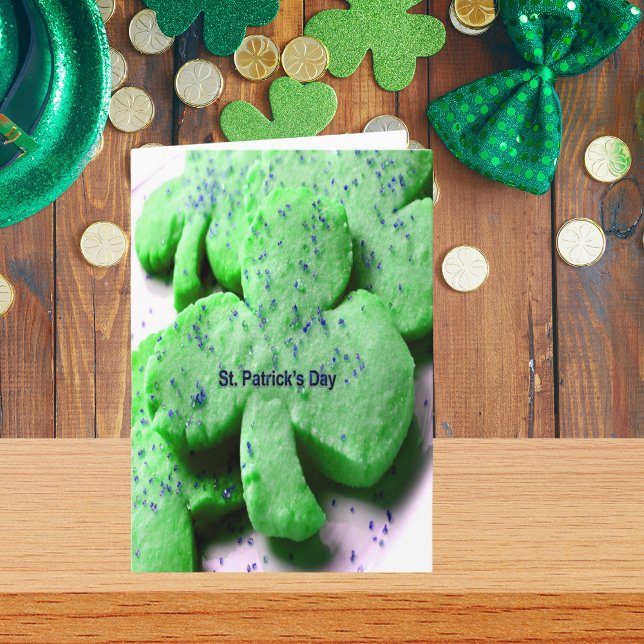 Cartão Rua, Cookies de Shamrock do Dia de Patrick (St. Patrick's Day Shamrock Cookies Card)