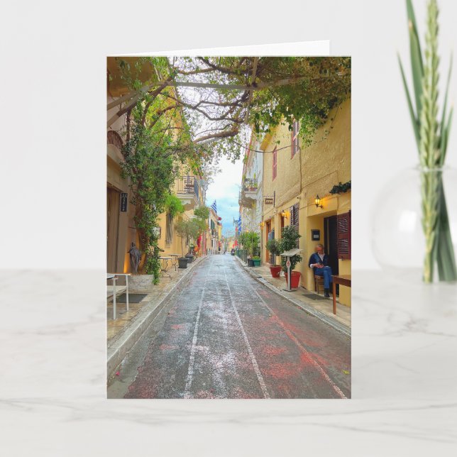 Cartão Rua Cuta Na Grécia De Atenas (Frente)