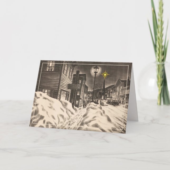 Cartão Rua da Vila numa Noite de Inverno Com Carta Estrel (Frente)