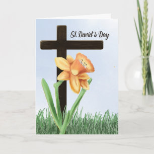Cartão Rua Davids Day Daffodil Over Cross