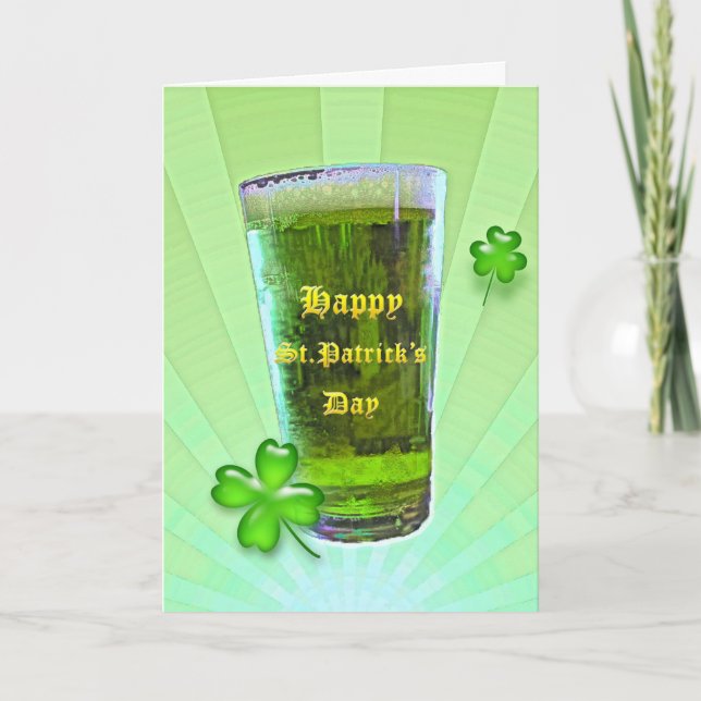 Cartão Rua de Cerveja Verde. Dia de Patrick (Frente)