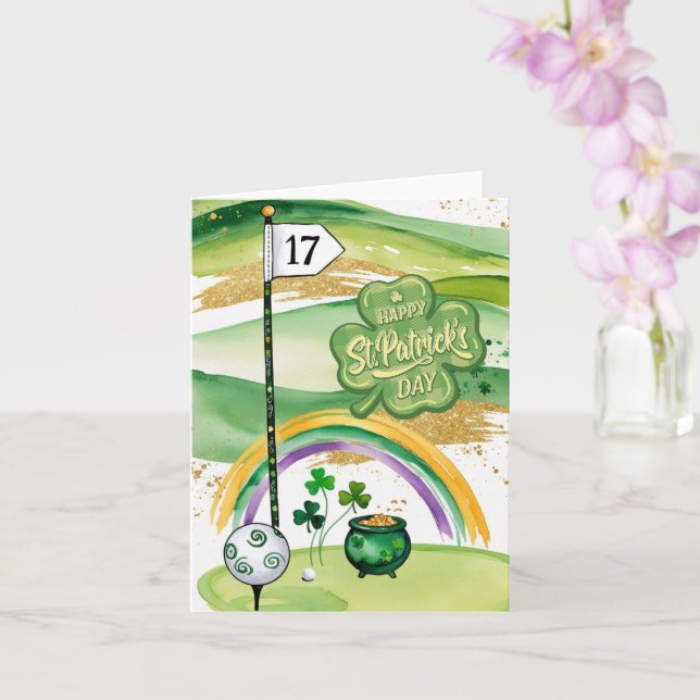 Cartão Rua de Golfe. Golfe do Dia de Patrick temido para  (Orquídea)