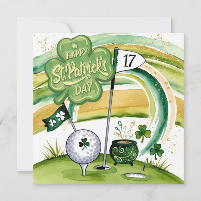 Cartão Rua de Golfe. Golfe do Dia de Patrick temido para  (Frente)