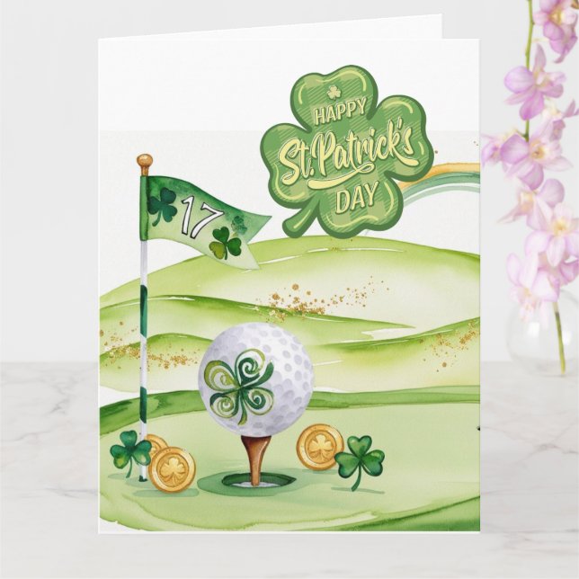 Cartão Rua de Golfe. Golfe do Dia de Patrick temido para  (Orquídea)