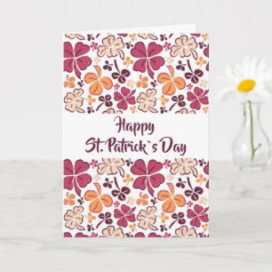 Cartão Rua de Padrão de Shamrock do Red Clover. Dia de P