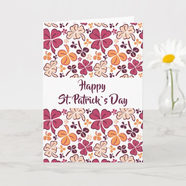 Cartão Rua de Padrão de Shamrock do Red Clover. Dia de Pa (Planta pequena)