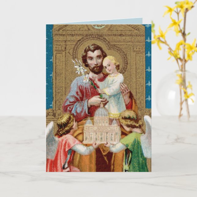 Cartão Rua Enthroned. Joseph Recebendo Maquette Vaticano (Flor Amarela)