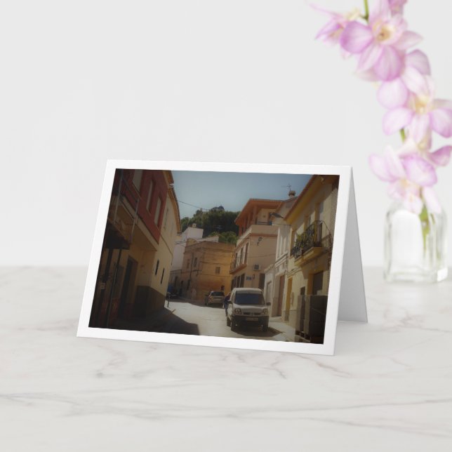 Cartão Rua Espanhola Antiga na Cidade de Lliria, Valência (Orquídea)