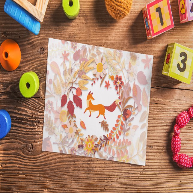 Cartão Rua Fox de outono (Autumn Fox wreath Card)