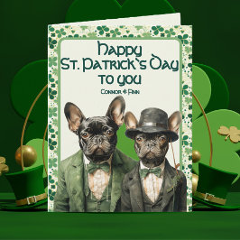 Cartão Rua: Patrick Day Irish Frenchie Dog Duo