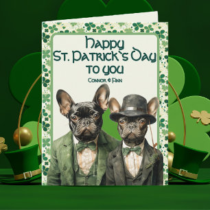 Cartão Rua: Patrick Day Irish Frenchie Dog Duo