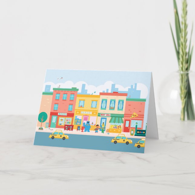 Cartão Rua Sésamo | Cena de Sésamo Street (Frente)