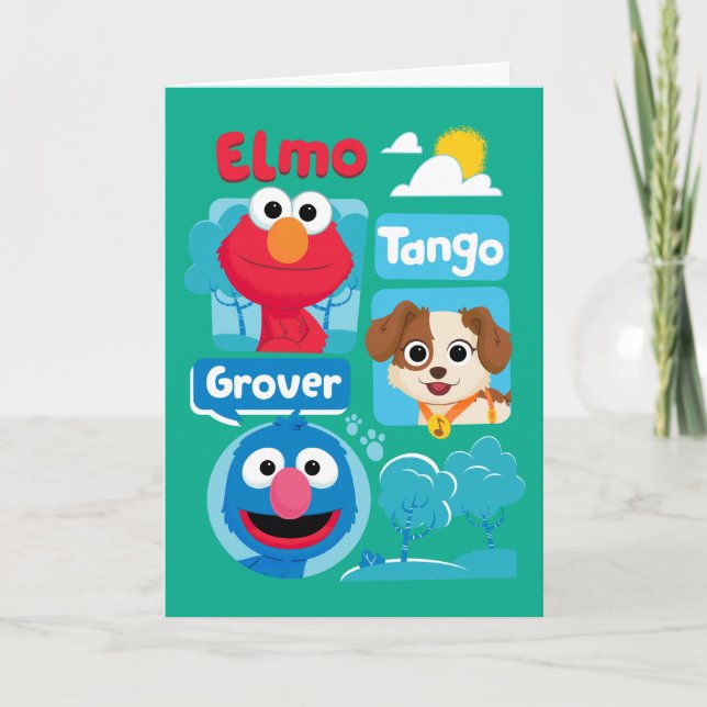 Cartão Rua Sésamo | Elmo, Tango e Grover Park Graphic (Frente)