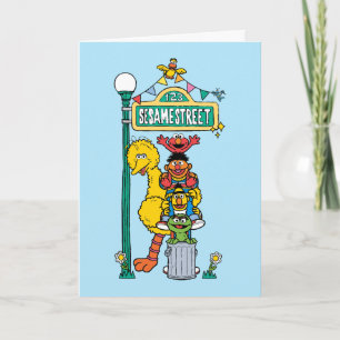 Cartão Rua Sésamo Feliz Aniversário