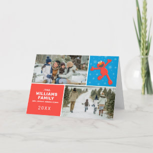 Cartão Rua Sésamo Foto da família Elmo Snowflake