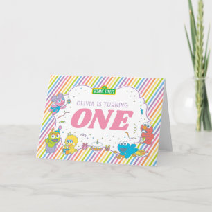 Cartão Rua Sésamo   Primeiro Aniversário sem Fio