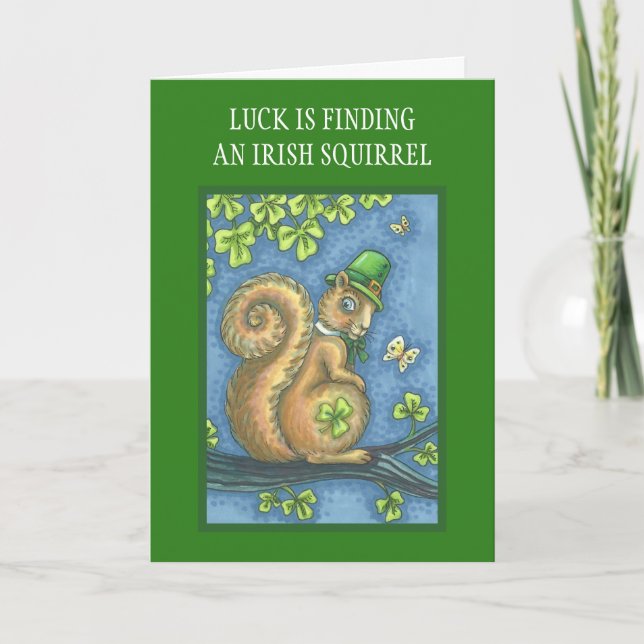 Cartão RUAS. PATRICKS DAY IRISH SQUIRREL GREETING CARD Ve (Frente)