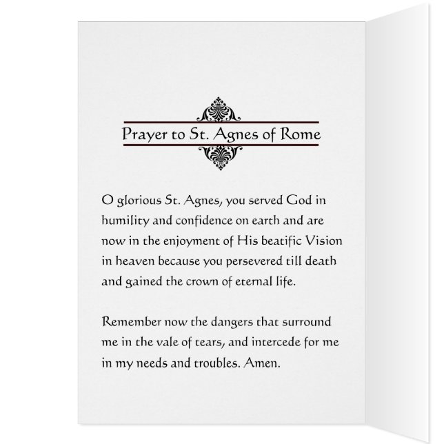 Cartão Ruas religiosas. Agnes com lambe, aquarela católic (Interior (esquerda))