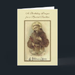 Cartão Ruas Religiosas, Francis Católico Irmão Aniversári<br><div class="desc">Apresentando um belo cartão de aniversário com uma imagem religiosa católica tradicional de Ruas. Francisco de Assis adorando o Crucifixo. Todo o texto e fontes podem ser modificados para qualquer ocasião ou pessoa especial.</div>