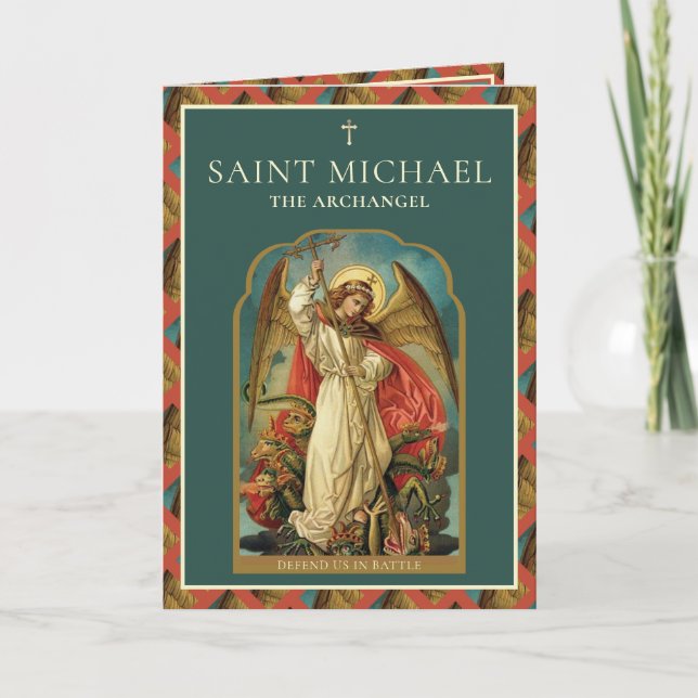 Cartão Ruas Religiosas Michael Archangel Orador Ca Católi (Frente)