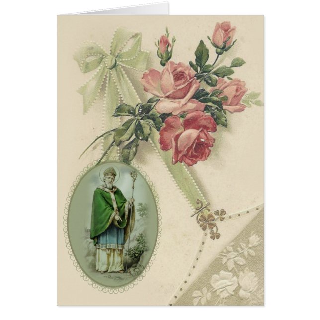 Cartão Ruas Religiosas Vintage. Patrick Shamrock Prayer (Frente)