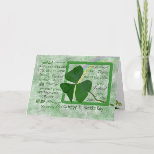 Cartão Ruas, shamrock e arco-íris do Dia de Patrick