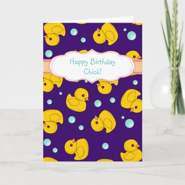 Cartão Rubber Duck birthday card - cute duckies pattern (Frente)