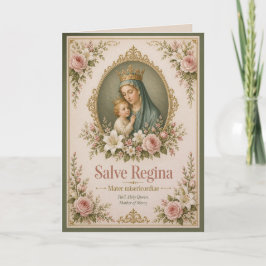 Cartão Rubor Marian Salve Regina Devocional Católico