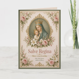 Cartão Rubor Marian Salve Regina Devocional Católico