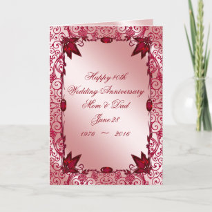 Cartão Ruby 40ª Carta de Saudação de Aniversário de Casam