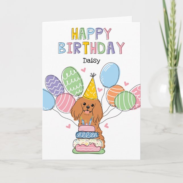 Cartão Ruby Cavalier King Charles Spaniel Birthday (Frente)