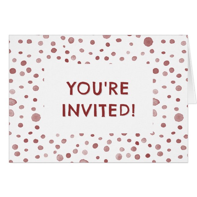 Cartão Ruby Confetti Watercolor Dots Birthday Invite (Frente horizontal)