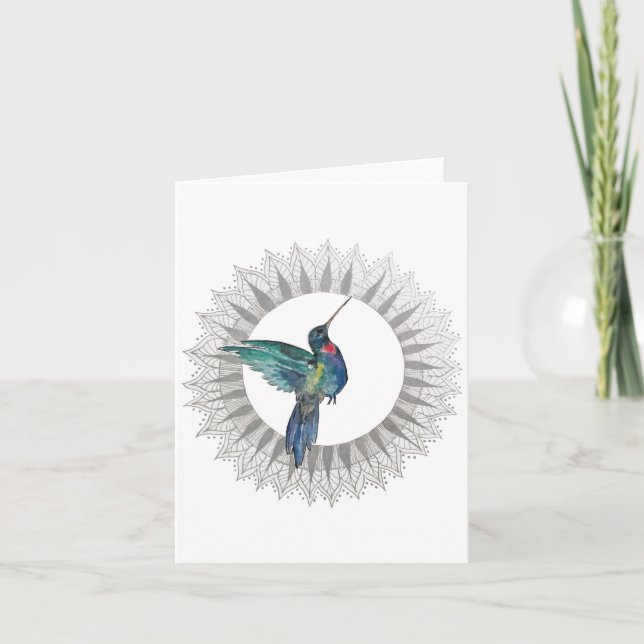 Cartão Ruby Throat Hummingbird Folded Note Card (Frente)