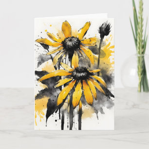 Cartão Rudbeckia - Flores aquarela