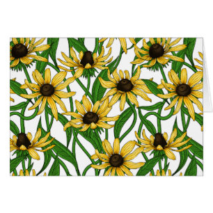 Cartão Rudbekia amarela em branco