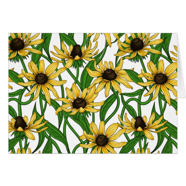 Cartão Rudbekia amarela em branco (Frente Horizontal)