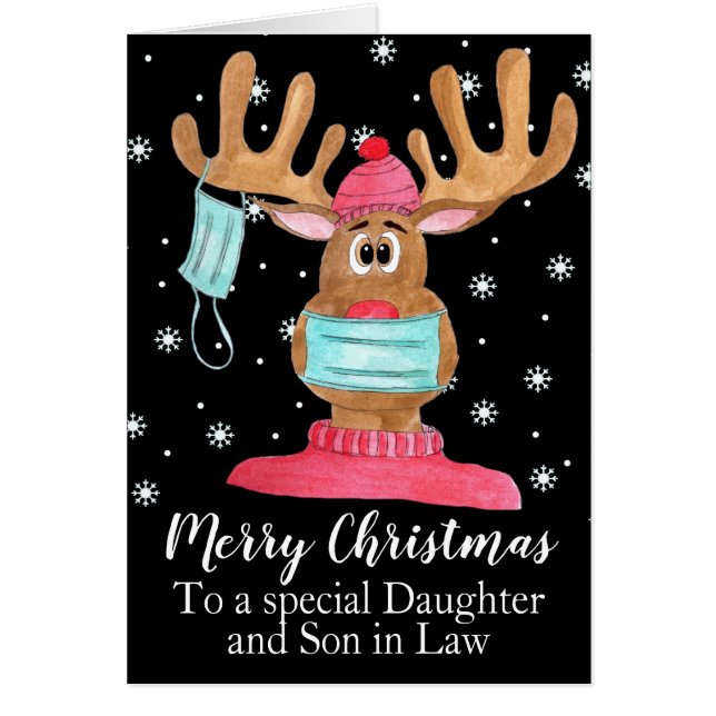 Cartão Rudolph Face Enganado Personalizável (Frente)