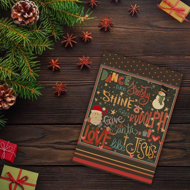 Cartão Rudolph Frosty Papais noeis Jesus Natal (Criador carregado)