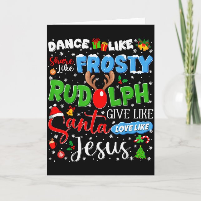 Cartão Rudolph Santa Jesus Love Like Christmas Xmas Men W (Frente)