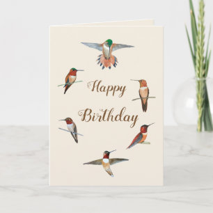 Cartão Rufous Hummingbirds Birthday Card