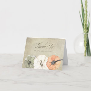 Cartão Ruim outono Branco Pumpkins Obrigado