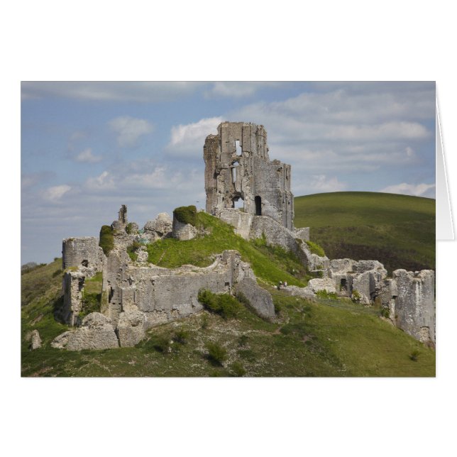 Cartão Ruínas do Castelo Corfe, perto de Wareham, Dorset, (Frente Horizontal)