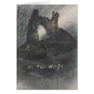 Cartão Ruínas em Groz-Nez, em jérsei, ou no arco