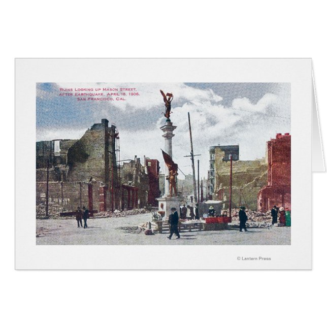 Cartão Ruins Along Mason Street, Estatuto da Union Square (Frente Horizontal)