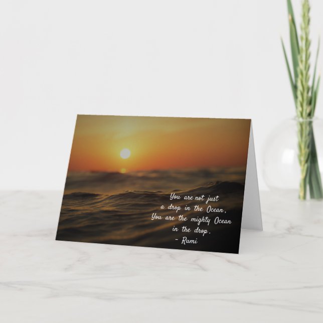 Cartão Rumi fala sobre a vida. Você não é só uma gota... (Frente)
